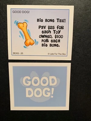 Monopoly Beagle BUEN DOG CARD Big Bone Tax!  PIEZA DE REPUESTO JUEGO Foto 1 de 2