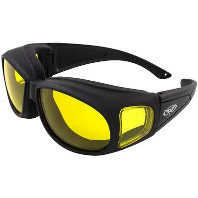 Global Vision Outfitter 24 Sunglasses Matte Black Frames w/ Photochromic Yellow - Image 1 of 4
