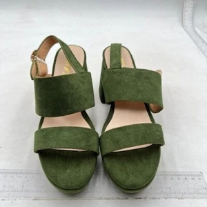 Womens Platform Sandals Comfortable Open Toe Slingback Ankle Strap Shoes Green - Picture 1 of 7