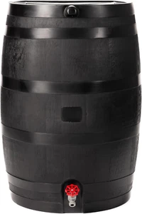 50-Gallon ECO Rain Barrel Made with 100% Recycled Plastic, Flat Back Rain Water - Picture 1 of 12