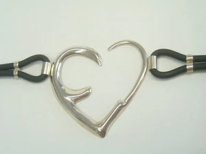 Braccialetto con CUORE e INIZIALE " E " in Argento 925 e caucciù - bracciale - - Imagen 1 de 4