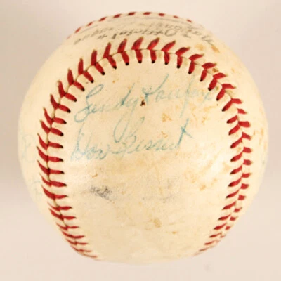 1958 Brooklyn Dodgers Team-Signed Baseball (10) Sandy Koufax, Duke Snider, et... - Image 1 of 4