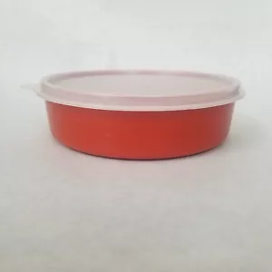 "Vintage Tupperware 1405 Contenitore portaoggetti rotondo ciotola per cereali coperchio a taglio rosso 6" - Foto 1 di 4