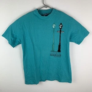 Vintage Hanes Beefy T Shirt French Quarter Blue 1988 Single Stitch USA Men Large - Picture 1 of 5