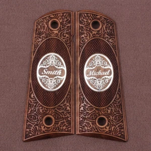 KSD Brand Colt 1911 FIT Model Compatible Walnut Customizable Grips Framed - Picture 1 of 3