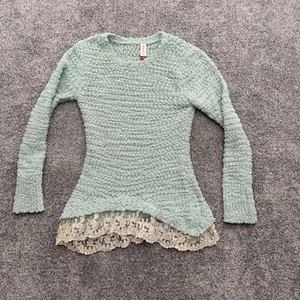 Cottagecore Popcorn Sweater Large 11-13 Lace Fairycore Soft Girl Feminine Dainty - Picture 1 of 9