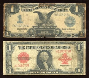 Set of $1 1889 Black Eagle Note and $1 1923 Red Seal Horseblanket Note - Picture 1 of 2