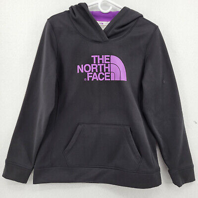 The North Face Womens Size Large Hoodie Sweatshirt Black Purple Polyester Logo • 24.99€