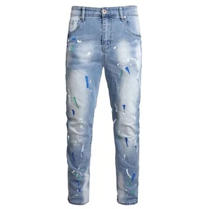 Men Ripped Jeans Fashion Slim Fit Traight Distressed Design Skinny Stretch Co... - Picture 1 of 9