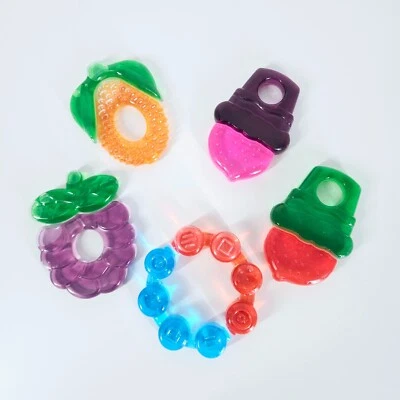 Baby Cute Teether Fruit Shape Water Filled Color Cold Soothing Teething Toy UK - Image 1 of 4