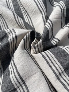 Cotton Light Weight Softened Undyed Fabric With Pin Stripes By 2 Yards. - Picture 1 of 16
