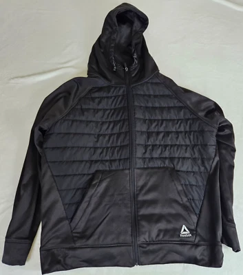 锐步男式 2XL 黑色 Puffer 夹克 100% 聚酯纤维绝缘尺寸 54x28 — 第 1/4 张图片