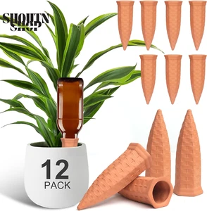 Plant Self Watering Stakes 12 Pack Terracotta Watering Spikes for Indoor and Out - Picture 1 of 12