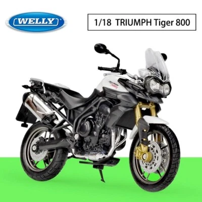 Welly 1/18 TRIUMPH Tiger 800 Motorcycle Model Diecast Racing Bike Toy White Box - Image 1 of 4