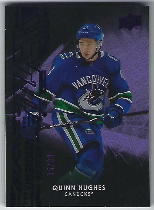 Quinn Hughes 19/20 Upper Deck BLACK Obsidian Rookies /99 - Image 1 of 1