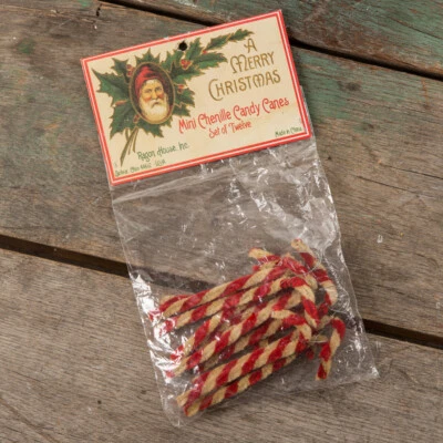 CWI GIFTS 12 Primitive Country Mini Chenille Candy Cane Christmas Ornaments: Bag of 12