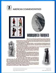 PANEL CONMEMORATIVO USPS #271 FIGURAS TALLADAS EN MADERA #2240-43 - Imagen 1 de 1