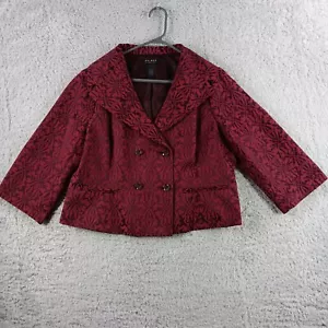 Axcess Liz Claiborne Womens 16 Red Peacoat Paisley Lined Collared Blazer Cropped - Picture 1 of 8