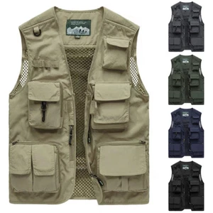 Fishing Outdoor Vest Adjustable Tackle Organizer Multi-Pocket Tops Gilet Jacket∂ - Picture 1 of 20