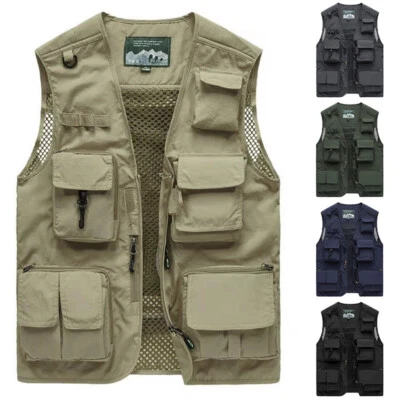Fishing Outdoor Vest Adjustable Tackle Organizer Multi-Pocket Tops Gilet Jacket♡ - Image 1 of 4