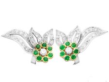 0.63ct Emerald and 1.35ct Diamond and 18ct White Gold Earrings