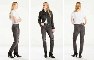 LEVI'S Selvedge Wedgie Fit Women's High Rise Jeans Destroyed Grey Denim 26X28 - Picture 1 of 2