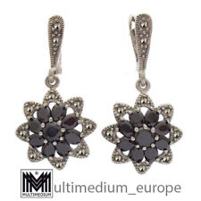 Onyx Silber Ohrringe  Markasiten im Art Deco 800 vtg marcasite silver earrings
