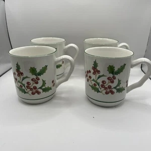 Sango White Christmas Mug Holiday Set Of 4 - Picture 1 of 5