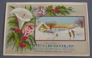 antique Victorian Trade Card Newman's PURE GOLD BAKING POWDER & SPICES  - Picture 1 of 2