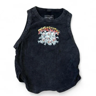 Ransom Women’s Cropped Tank Top Pile Of Skulls Punk Grunge Street Wear - Image 1 of 4