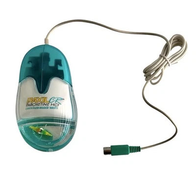 Vtg Paxil Pharmaceutical Promo Kayak Aqua 2-Button PS/2 Mechanical Ball Mouse - Image 1 of 4