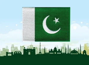 PAKISTAN FLAGGE Patch bestickt Bügelbild Aufnähen 2,2x3" Abzeichen - Bild 1 von 5