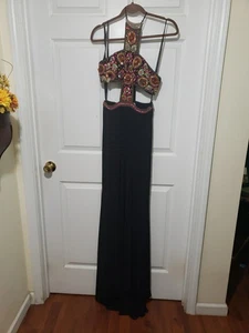 Sherri Hill Black Maxi Dress Size 2 Sequined/beaded Pre-owned - Picture 1 of 19