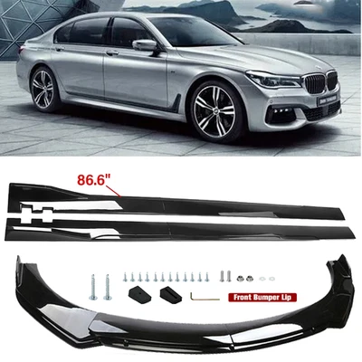 Front Bumper Lip Spoiler Splitter Body Kit+ Side Skirt For BMW 740i 750i Series Foto 1 de 4
