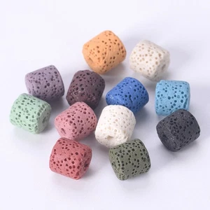50pcs Natural Volcano Lava Stone 6mm 8mm 10mm Cylinder Shape Crafts Beads Lot - Picture 1 of 18