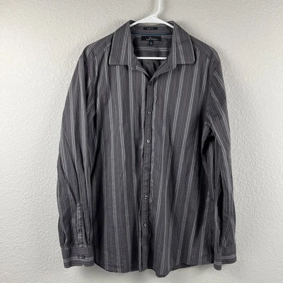 Camisa para hombre Marc Anthony XL gris abotonada manga larga calce ajustado a rayas Foto 1 de 4