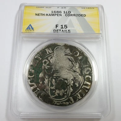1686 AD ANACS F15 - Netherlands Silver Neth Kampen 1 Lion Daalder LD Coin 57703A - Image 1 of 3