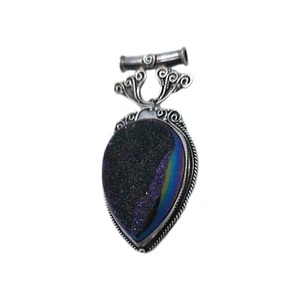 Precioso colgante grande de plata de ley 925 púrpura druzy - Imagen 1 de 15