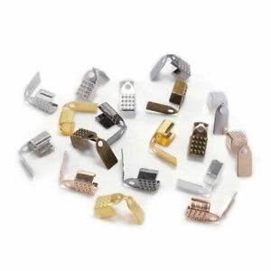 Solid Iron Ends Fastener Clamps Crimp Fold Over Cord End Caps For Jewelry Making