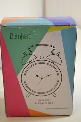 Bernhard Products Analog Alarm Clock Twin Bell Retro Pink Metal - Image 1 of 3