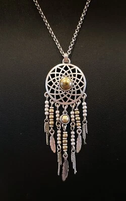 Lucky Brand Dreamcatcher Necklace Silver and Gold Tone Southwestern - Image 1 of 3