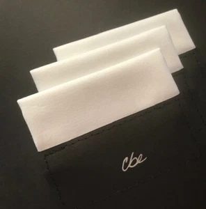 Pre-Folded (One) White Pocket Square for Men and Women, Flat Top Band in Cotton - Picture 1 of 2