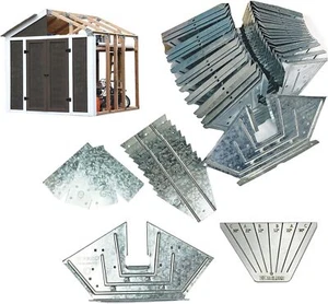 EZBUILDER 7 x 8 Foot Peak Roof Storage Shed Garage Barn DIY EZ Framing Kit wi... - Picture 1 of 9