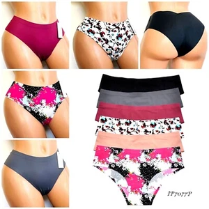 3-6 Women's Sexy NO SHOW SILKY knickers Cheeky Panties Brief Lingerie Underwear - Picture 1 of 14