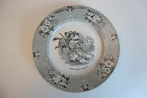 ANCIENNE ASSIETTE CREIL MONTEREAU THÈME DON QUICHOTTE N° 3 COMBAT DE DON QUI.... - Picture 1 of 6