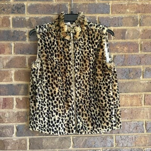 Faux Fur Winter Vest Crewcuts Girls Size 16 XL Leopard Cheetah Print - Picture 1 of 8