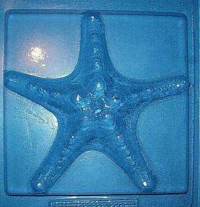 LARGE STARFISH ON A SQUARE BACKGROUND CHOCOLATE MOULD OR PLASTER MOULD