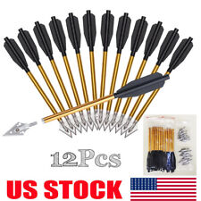 12Pcs Pistol Crossbow Bolts 6.5" Aluminium Arrows Broadhead Hunting Mini Archery