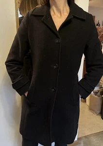 Preston & York 100% Wool Black Trench Coat Size 6 - Picture 1 of 8