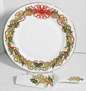 Andrea by Sadek Vintage 1994 Christmas Garland 10 1/2" Cake Plate/Server - Picture 1 of 2